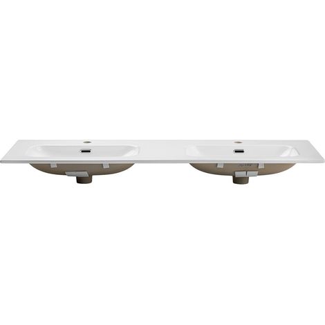 Lavabo incasso LARGO 140 cm doppio lavabo ceramica bianco lucido