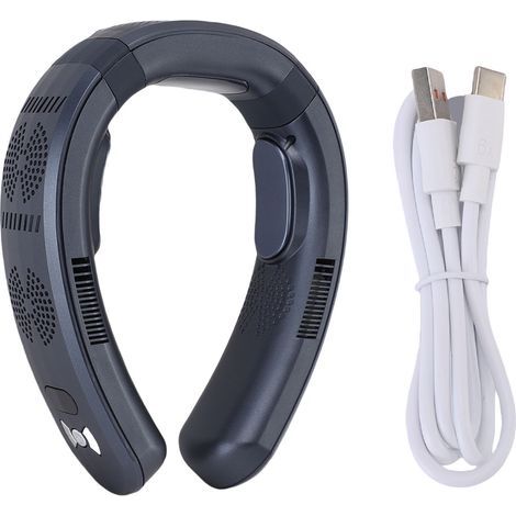 Semiconductor Neck Fan, Dual-Use Heating and Cooling, Portable, Silent, 3 Speeds, for Travel, Beach, Cycling, Camping, 10000 mAh, Navy Blue (1/5)