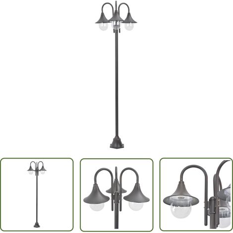 The Living Store Garten-Pollerleuchte E27 220 cm Aluminium 3-Laterne Bronze - Gartendekoration - Laternenset - Außenbeleuchtung - LED-Lampe - Gartenlicht (1/4)
