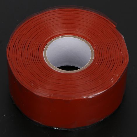 Ruban adhésif étanche forte adhérence PVC PPR réparation tuyauterie 2,5cm largeur rouge/blanc (1/5)