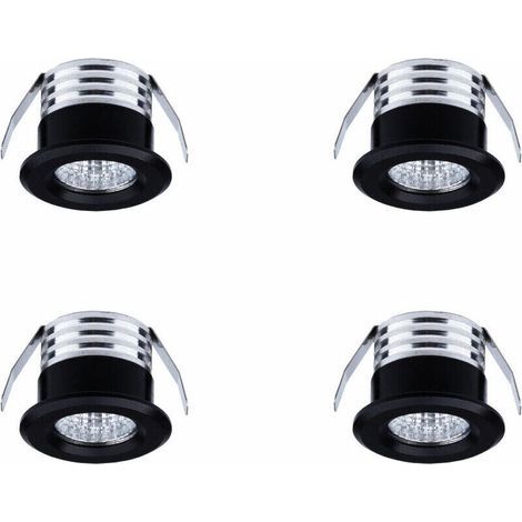 Lot de 4 mini spots LED encastrables, 3 W, lumière blanche froide noir (1/5)