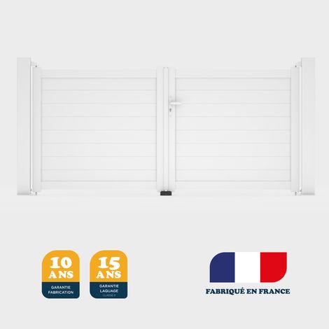 Portail battant prêt à la pose YEL Blanc 9016 - L356 cm X H172 cm en aluminium manuel BELTY (1/5)