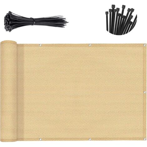 Brise-vue beige 0,9 × 5 m – Protection 90 % lumière – Maille polyéthylène haute densité – Pour balcons et terrasses