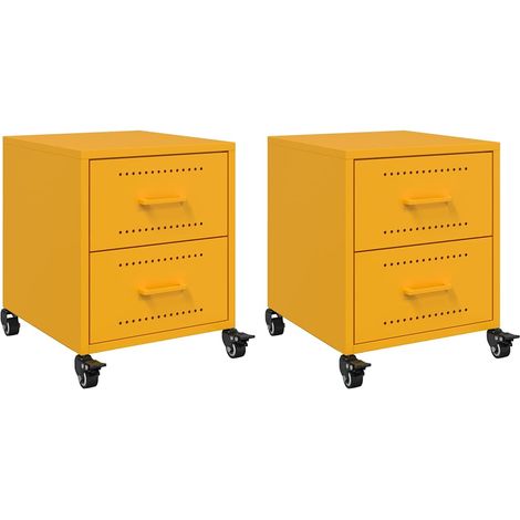 Maison Exclusive - Nachttische 2 Stk. Senfgelb 36x39x43,5 cm Stah