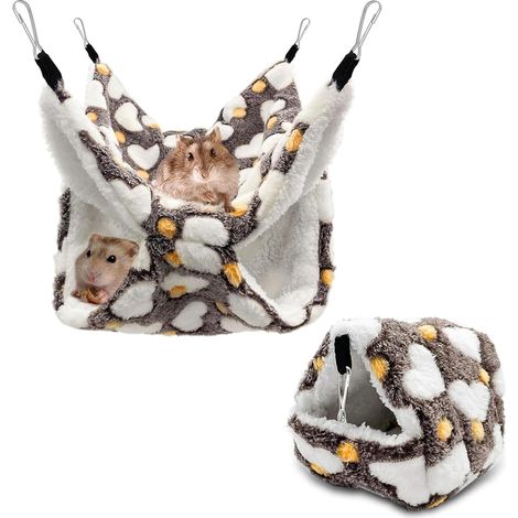 Maison Cochon d'Inde, Hamac Lit Hamac pour Animaux de Compagnie À Double Couche Chinchilla Furet pour Cage de Petit Animal de Compagnie, pour Chinchilla,Hérisson,Cobayes (Chaud, Marron) (1/5)