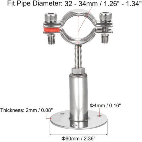 NALOOKAMIC  2Pcs Acier Inoxydable Colliers De Serrage à Support De Tuyau RéGlable, Support De Tuyau à Montage Mural,Pour Un DiamèTre De 32-34MM, Pour La Fixation De Tuyaux, De Tubes, De Tiges Etc. (1/3)