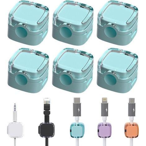 Lot de 6 organisateurs de câbles magnétiques, clips magnétiques autocollants, pour table de chevet (bleu)-AquaForge (1/4)