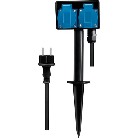 Logilink LPS214 toma de exterior negra 2 tomas cable 2m