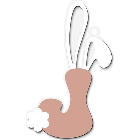 Ornement En Bois Forme Oreilles De Lapin De Pâques - Lettre Plate Alphabet Lapin - Décoration Suspendue Pour Porte Mur Fenêtre Intérieur Extérieur - 10 x 6 cm (1/5)