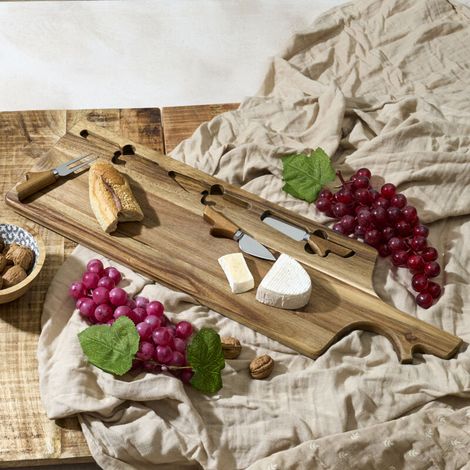 Planche A Fromage Acacia Avec 3 Couteaux (1/4)