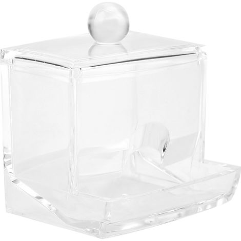 Boîte de rangement distributrice de cotons-tiges en acrylique transparent, étui de bureau pour cosmétiques et maquillage (1/5)