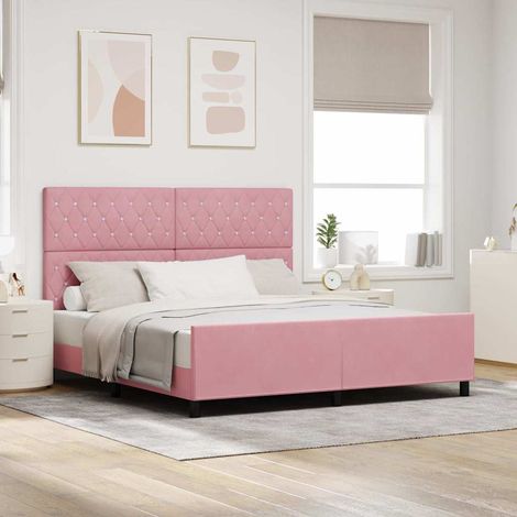 Boxspringbett mit Kopfteil Rosa 180 x 200 cm Samt (1/5)