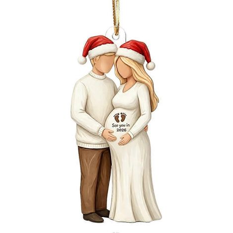 Acrylic Pregnancy Announcement Ornament 8 Cm For Christmas Tree Lightweight (1/5)