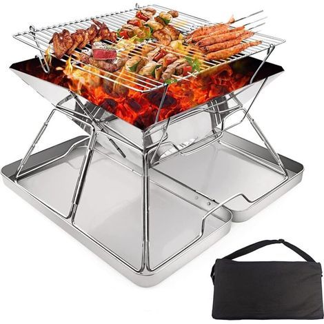 Barbecue pliable, barbecue portable au charbon de bois, idéal pour le camping, les pique-niques et les jardins. (1/5)