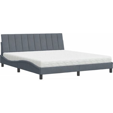Bett mit Matratze Dunkelgrau 180x200 cm Samt vidaXL390092 (1/5)