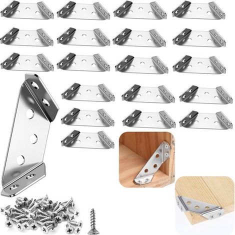 Supports de montage pour meubles Connecteurs d'angle pour tables et chaises Fixations pour étagères Supports d'angle trapézoïdaux (6,2 x 1,5 cm Argent) (1/5)