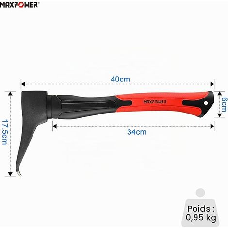 Sappie 40 cm, Hand Sappie for Pulling, Picking and Moving Wood, Carbon Steel Head with Point, TPR Handle