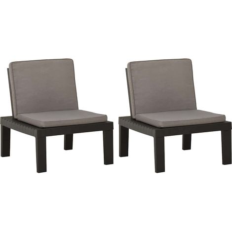 Maison Exclusive - Sillones de jardín con cojines 2 unidades plás (1/5)
