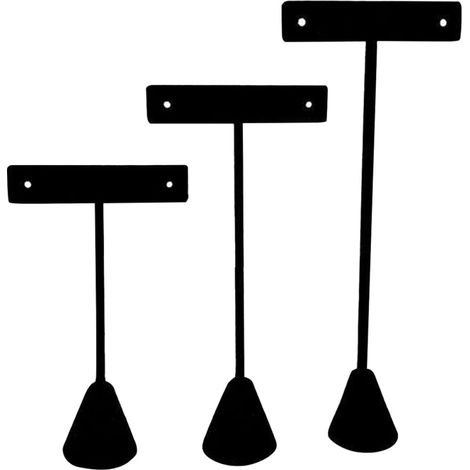 Lot de 3 Supports de Boucles d'Oreilles de T en Velours Noir Organisateur de Bijoux Multifonction pour Rangement de Colliers et Bracelets Présentoir à Bijoux Compact et Pratique (1/5)