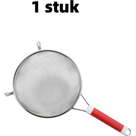 Passoire de cuisine en acier inoxydable avec maille filtrante et double poignée pour filtrer jus farine et autres aliments longueur 38 cm largeur 19 cm couleur rouge 1 pièce (1/5)