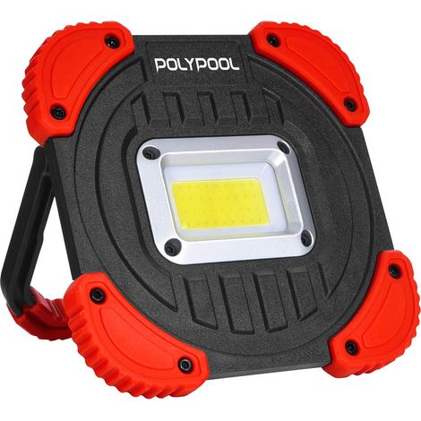 PP3142 Projecteur LED d'extérieur portable 10 W 600 LM - spot LED d'extérieur rechargeable par USB et Power Bank - Étanche IP44 - Base ajustable Spot LED de garage chantier camping (1/5)
