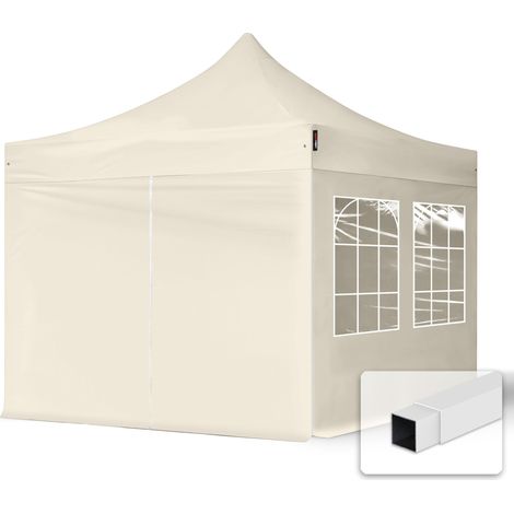 Popup Garden Gazebo 3 x 3 m - with Sidewalls in folding Canopy high performance polyester ECONOMY in creme (1/5)