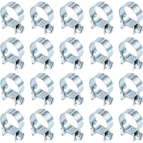 20pcs Collier De Serrage Pour Injection De Carburant 17-19mm Ajustable En Acier Zingué Mini Collier Pour Tuyau De Gaz Pour Automobile Agriculture Plomberie Diesel Essence Tuyau (1/5)