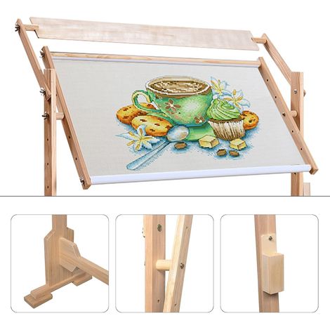 Support de broderie réglable, support de point de croix en bois, maison Bureau broderie couture bricolage stand, stand de plancher, 87,5 85cm (1/5)