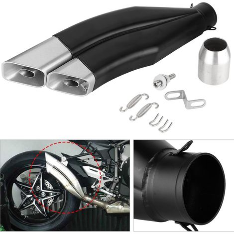 Silencieux moto double échappement universel 51mm acier inoxydable noir, pièces de rechange personnalisées pour pot d'échappement (1/5)