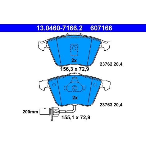 Kit de plaquettes de frein, frein à disque ATE 13.0460-7166.2 AUDI 4B0 698 151 Q