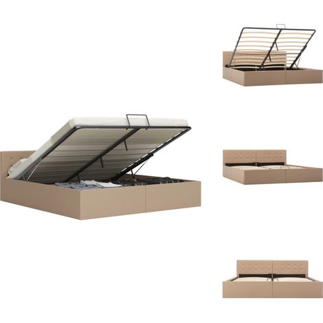 Stauraumbett Hydraulisch Cappuccino-Braun Kunstleder 180×200 cm - Doppelbett - Bettgestell - Stauraumbett - Boxspringbetten - Hypnotische Federung (1/5)