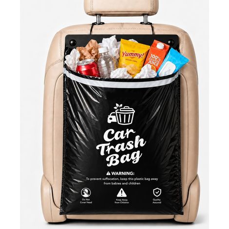 50 sacs poubelle pour voiture (1 paquet) - Sacs poubelle jetables de 2 à 5 gallons (environ 9 à 5 litres) pour voitures, SUV, camions et camping-cars - Sacs étanches et anti-odeurs - Fixation par band (1/5)