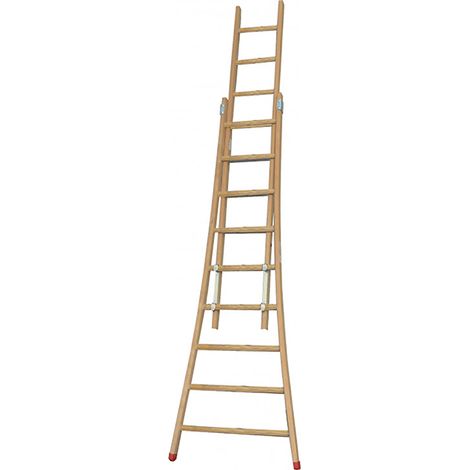 Echelle bois coulissante 2x9 barreaux - Hauteur à atteindre 3.82m - BE2BE250