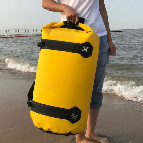 Sac de voyage moto 80L tissu déperdant grande capacité sac de sport vélo anti-abrasion avec 4 sangles à dégagement rapide jaune (1/4)