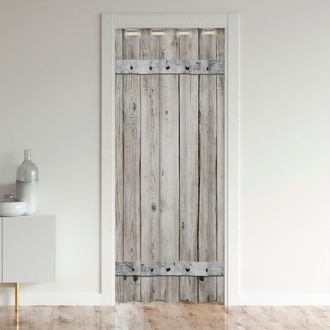 Rideau de porte de grange en bois, 1 panneau, style rustique, style ferme, pour armoire, chambre à coucher, cuisine, décoration d'intimité, H 203 x l 132 cm (1/3)