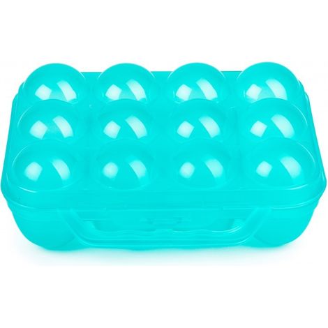 Set di 12 Portauova in Plastica con Manico, Turchese, Misure 19,5 x 18 x 7 cm (1/4)