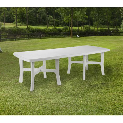 Trio plus tavolo allungabile in polipropilene bianco da esterno 180/240x100x72 cm (1/4)