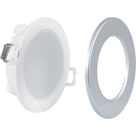 Kit Spot encastrable extérieur 5W - IP65 - 4000K + Collerette - Blanc Neutre - Argent