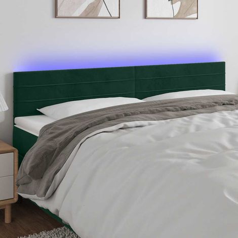 LED Kopfteil Dunkelgrün 200x5x78/88 cm Samt (1/5)