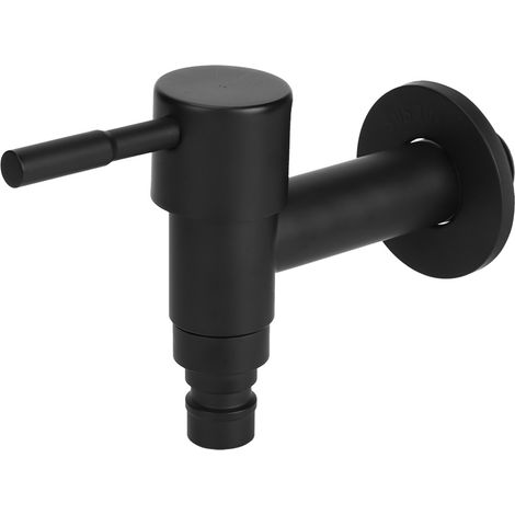 Robinet d'arrêt noir inox pour machine à laver, filetage mâle G1/2, robinet d'eau froide rapide simple, usage domestique, courte sortie (1/5)