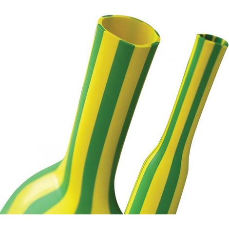 Gaine thermorétractable, barre de 1 m, rétreint 2:1, diam 4,8/2,4 mm, vert/jaune (234212)