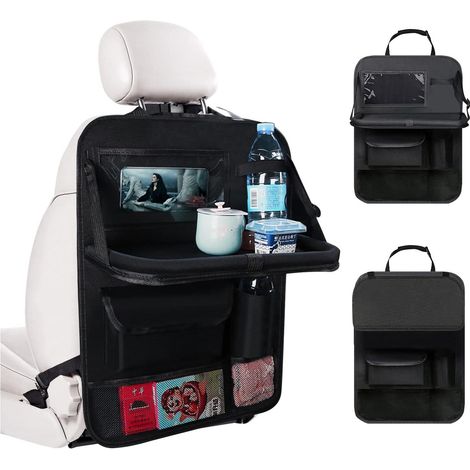 Organisateur de voiture, organisateur de voiture pour enfants avec plateau et poche pour téléphone/tablette, organisateurs étanches pour siège arrière de voiture pour ranger jouets, livres et bouteill (1/5)