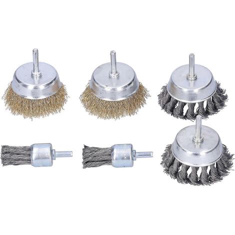 6-teiliges Set aus gedrehten Drahtbürsten aus Stahl zum Entgraten, Schleifen und Entfernen von Rost an Metallen, Bohraufsatz
