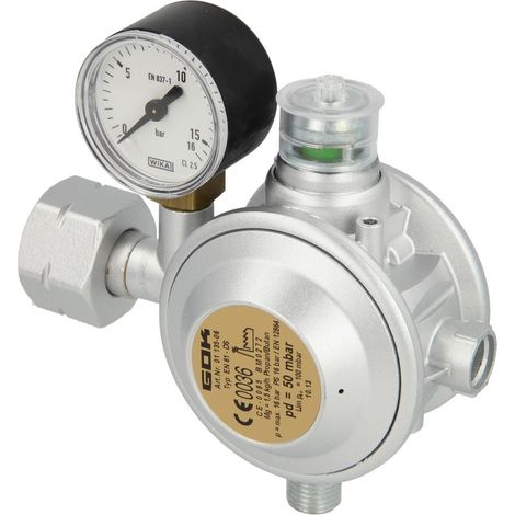 GOK Régulateur basse pression EN61-DS 16 bar, avec manomètre 90°