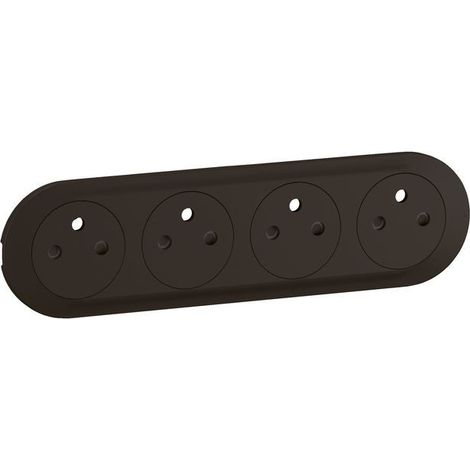 Enjoliveur prise précâblée 4x2P+T compacte Surface Céliane - Noir (CN0114) (1/2)