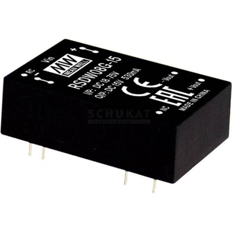 Module convertisseur CC/CC Mean Well RSDW08F-15 Nbr. de sorties: 1 x 530 mA 8 W 1 pc(s) Q123432 (1/2)