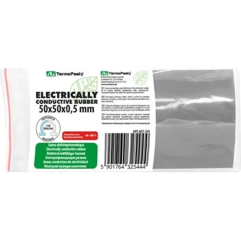Goma conductora eléctrica de 50x50x0,5 mm sin adhesivo: material de reparación para teclados, calculadoras y paneles de control.