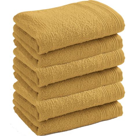 Lot de 6 serviettes invité éponge 30 x 50 cm – 400 gr/m² en 100% coton naturel – Absorption optimale – Lavable en machine