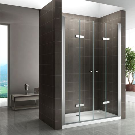 i-flair Duschfalttüren, Duschabtrennung aus 6 mm durchsichtigem Sicherheitsglas Breite: 112-116 cm - Höhe: 195 cm