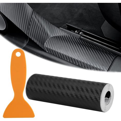 Carbon Car Film, 10 x 300 cm Black Waterproof Car Cover with Plastic Scraper, Door Sill Protection, Most Cars Such as SUVs and Sedans (1/5)